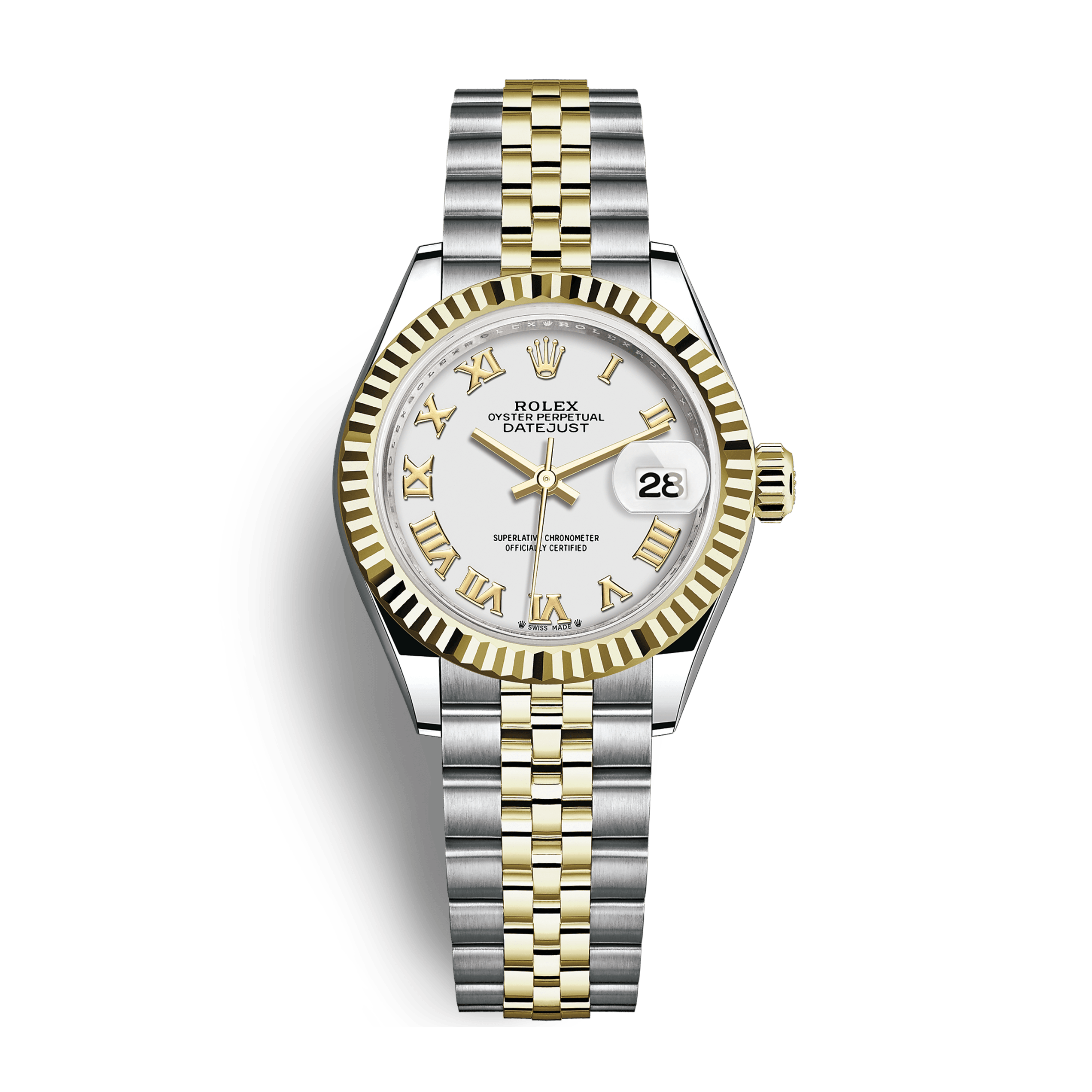 デイトジャスト　28mm シルバー×ゴールド Rolex Lady-Datejust Yellow Gold & Steel Jubilee White Dial 28mm