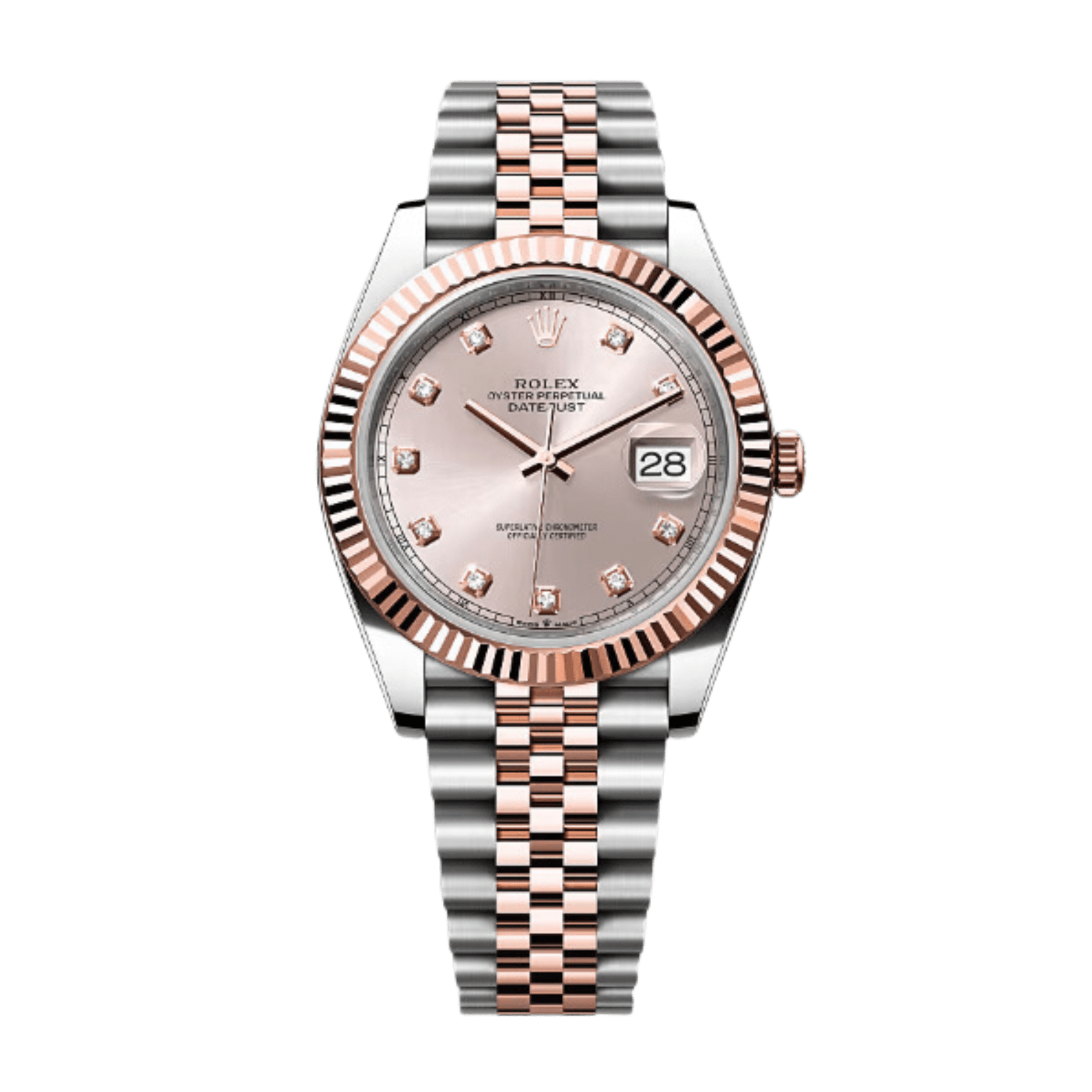 Rolex Datejust Rose Gold Steel Jubilee Pink Dial 41mm 126331 - Main Image