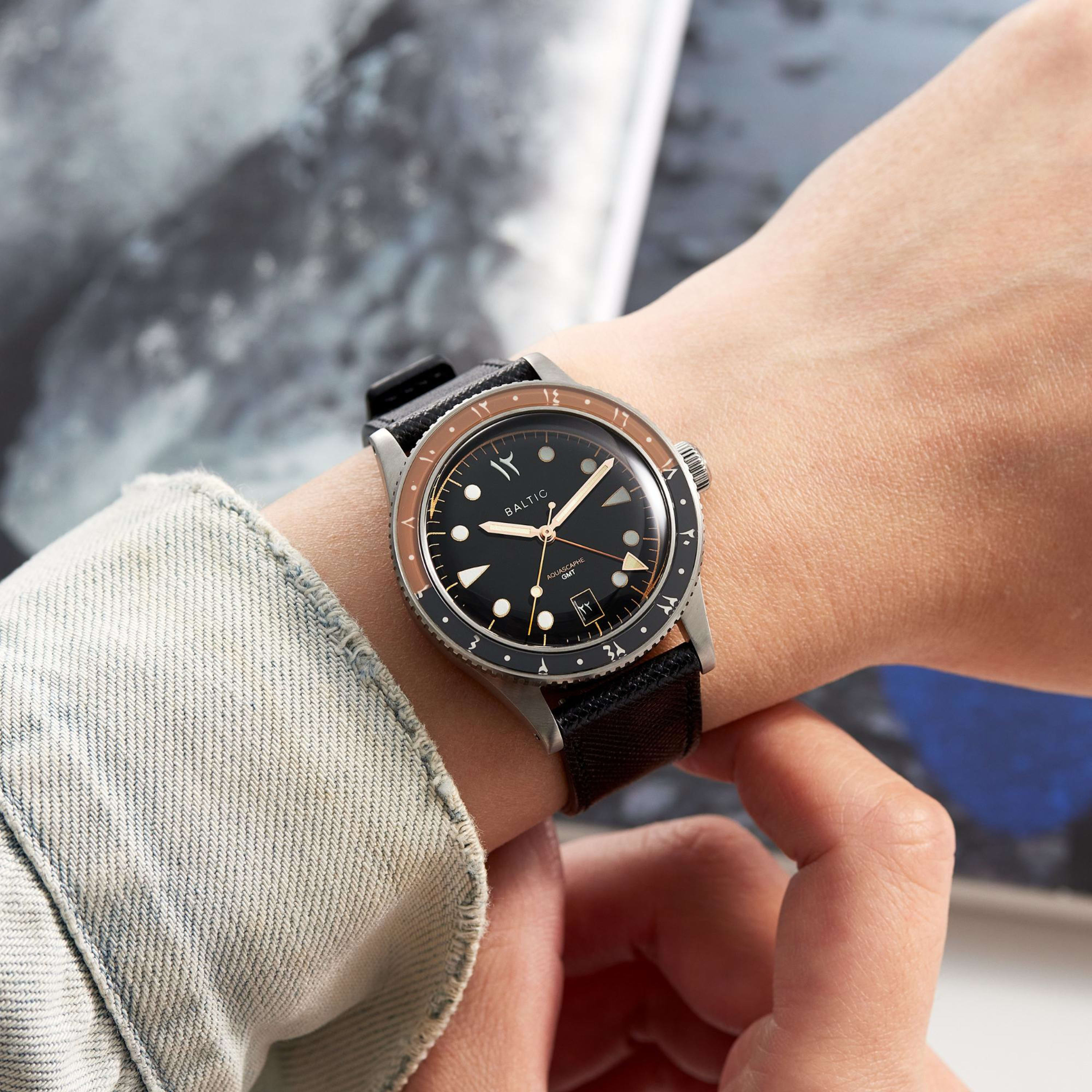 Baltic Aquascape GMT Orange Steel Black Dial 39mm Aquascaphe GMT