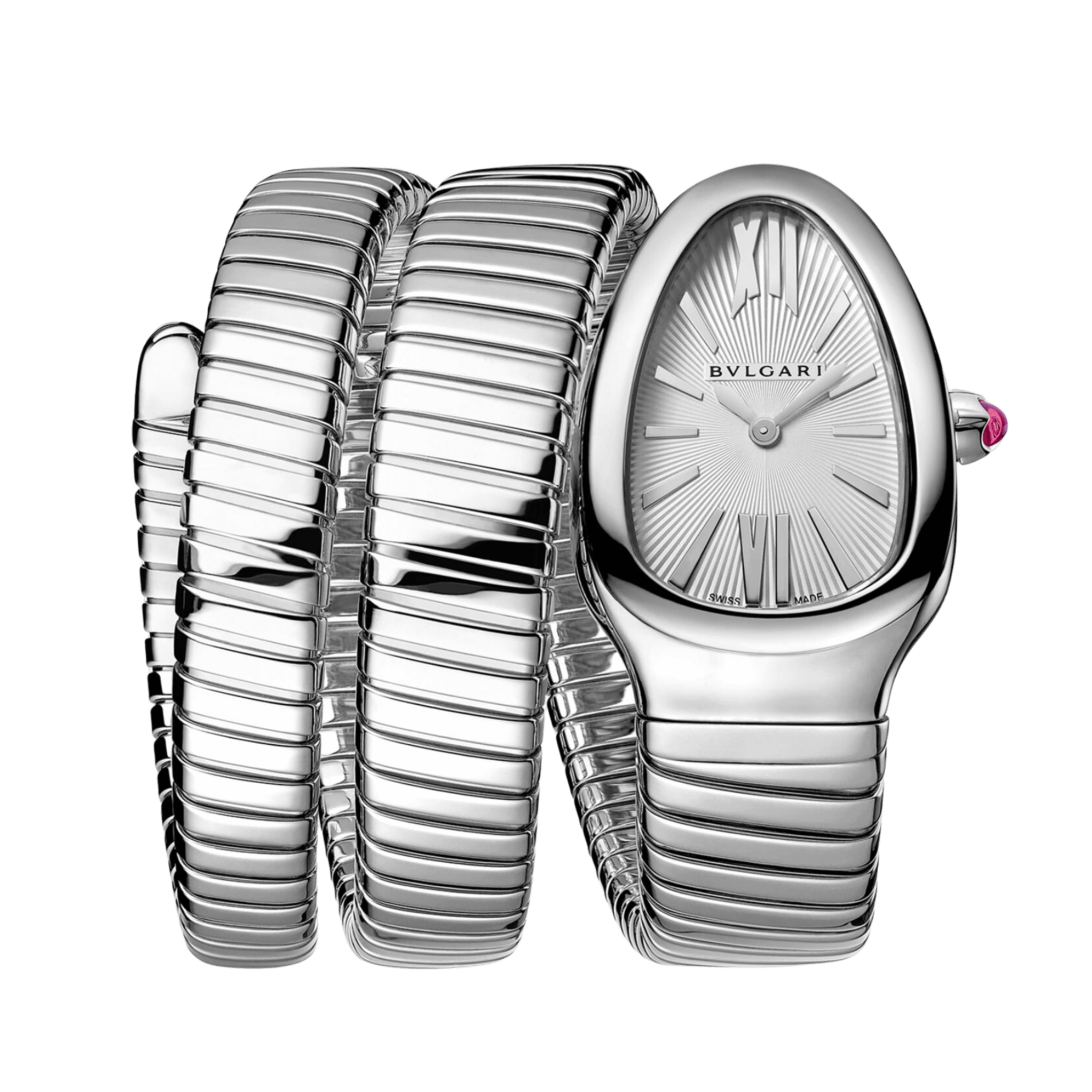Bulgari Serpenti Tubogas Single Spiral Diamonds and Steel 35mm Silver Dial BVLGARI Serpenti Tubogas 101827 Stainless Steel Silver  main image 3