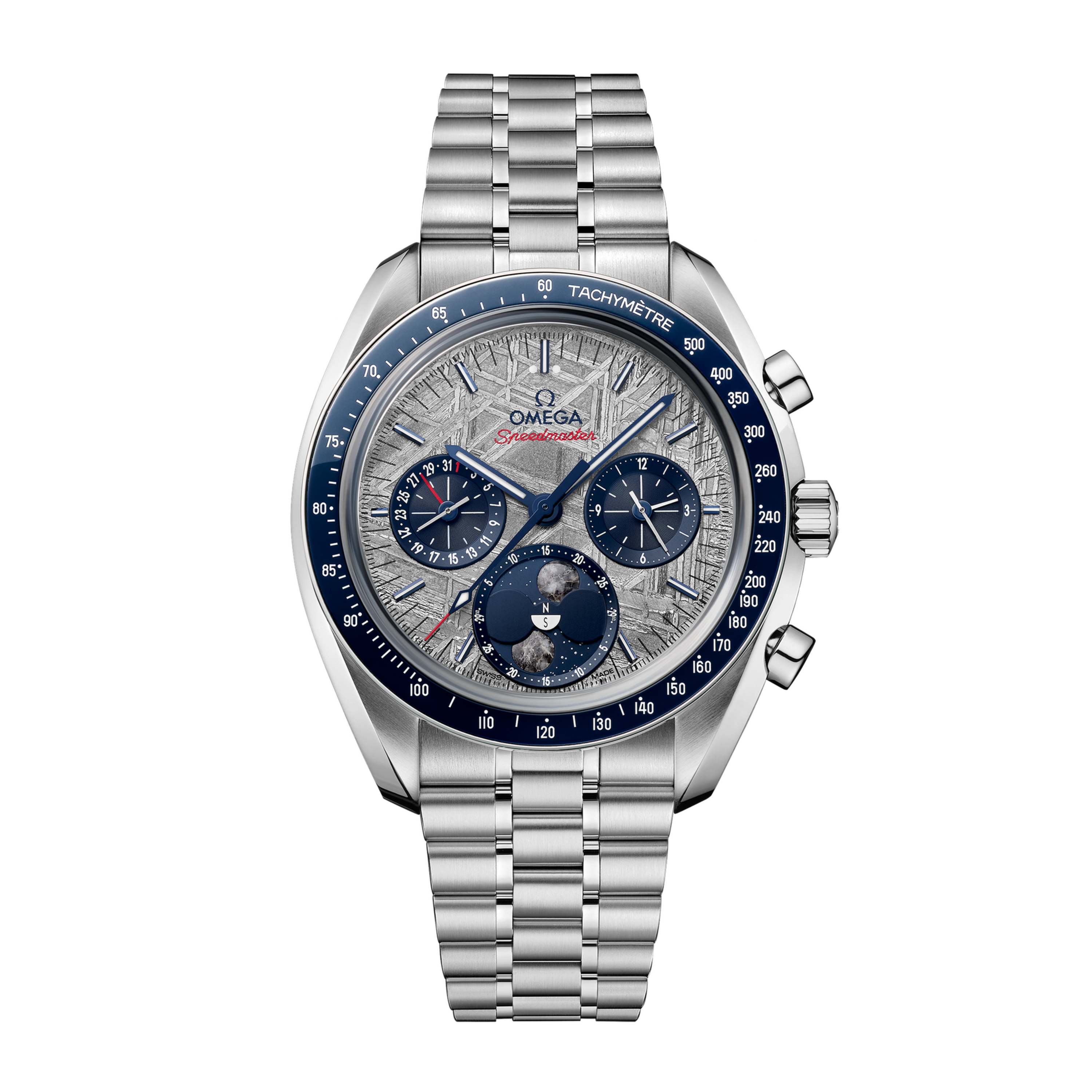 Omega Speedmaster Moonphase Steel Silver Meteorite Dial 43mm