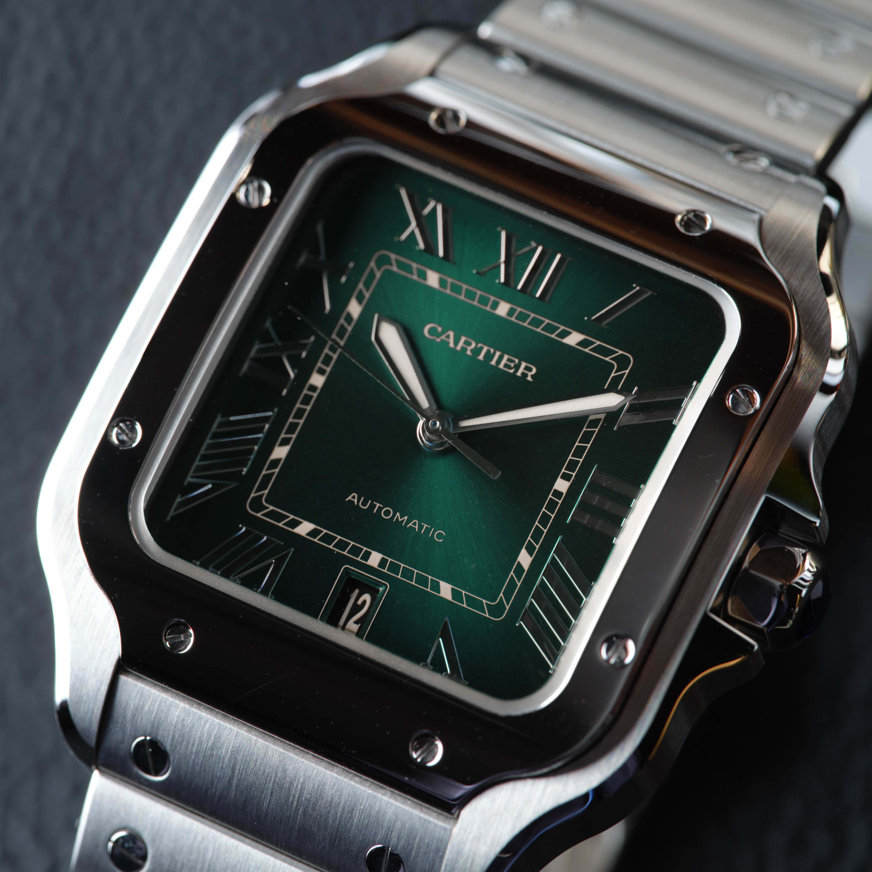 Cartier Santos De Cartier Steel Green Dial 39mm WSSA0062 - Make an