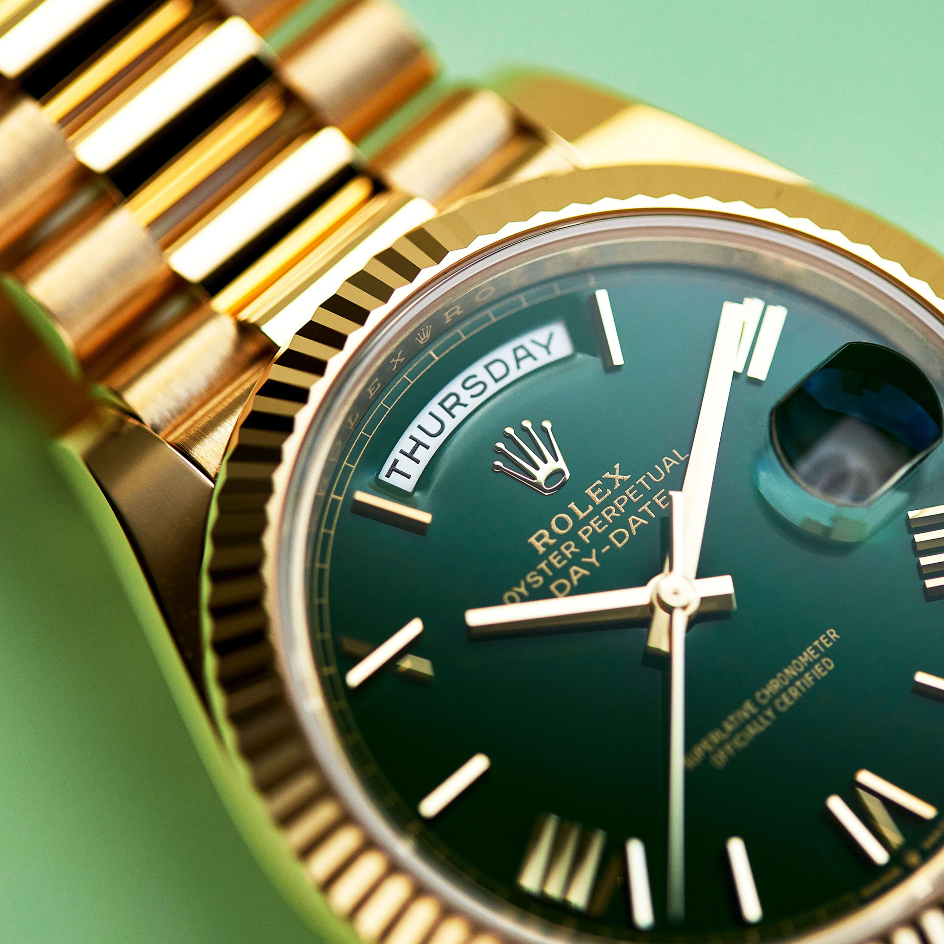 Rolex Day-Date Yellow Gold Green Dial 40mm 228238-0061 - Make an
