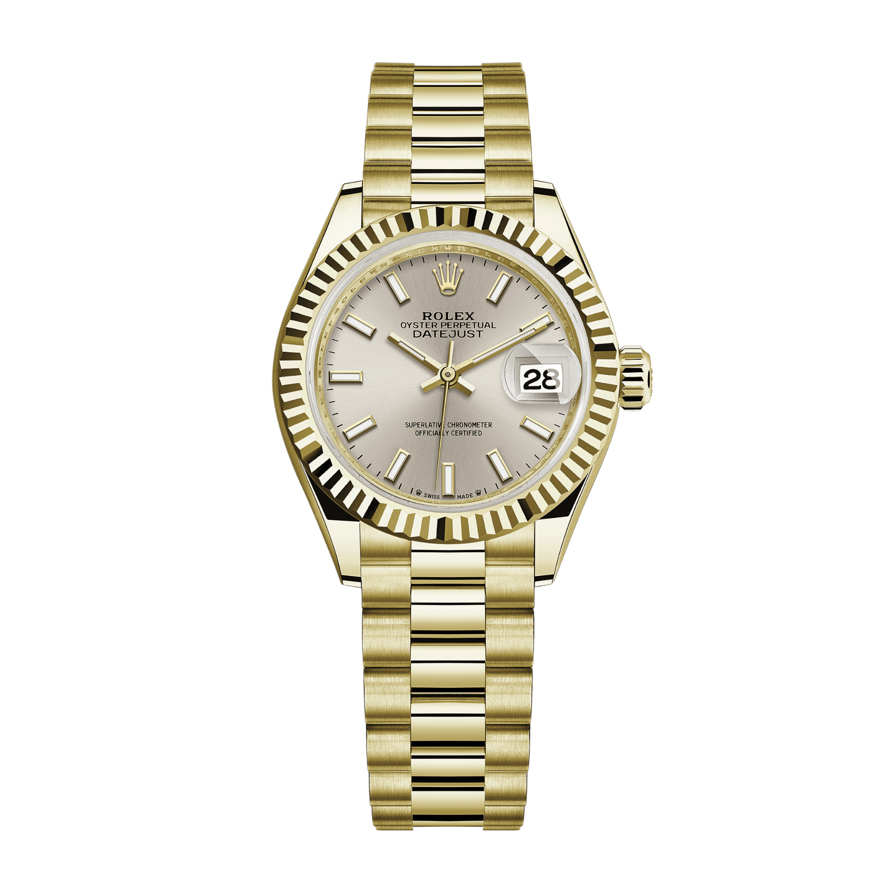 Rolex Lady-Datejust Yellow Gold Silver Dial 28mm 279178-0005