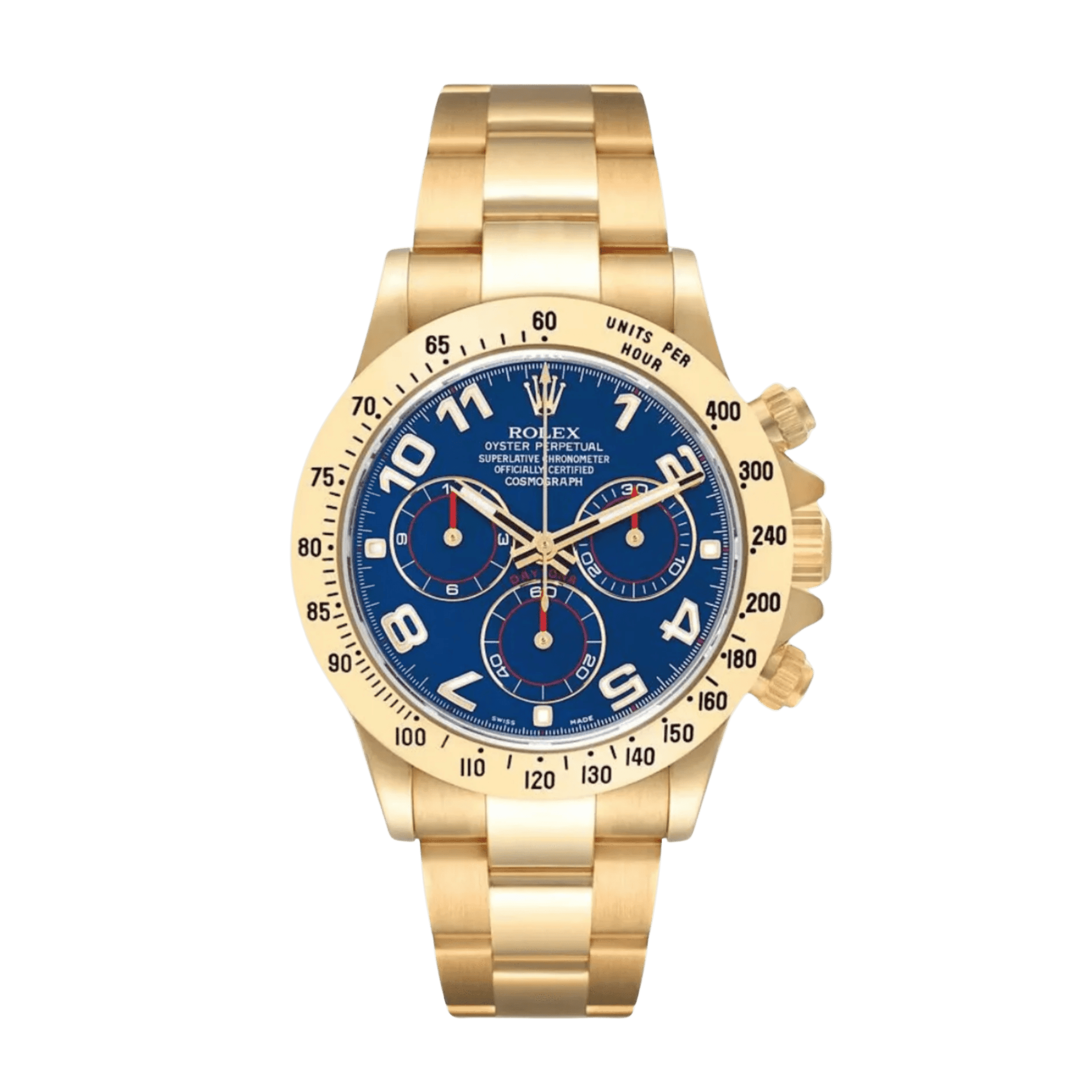 Rolex Daytona Yellow Gold Blue Dial 40mm 116508 Blue Arabic Make