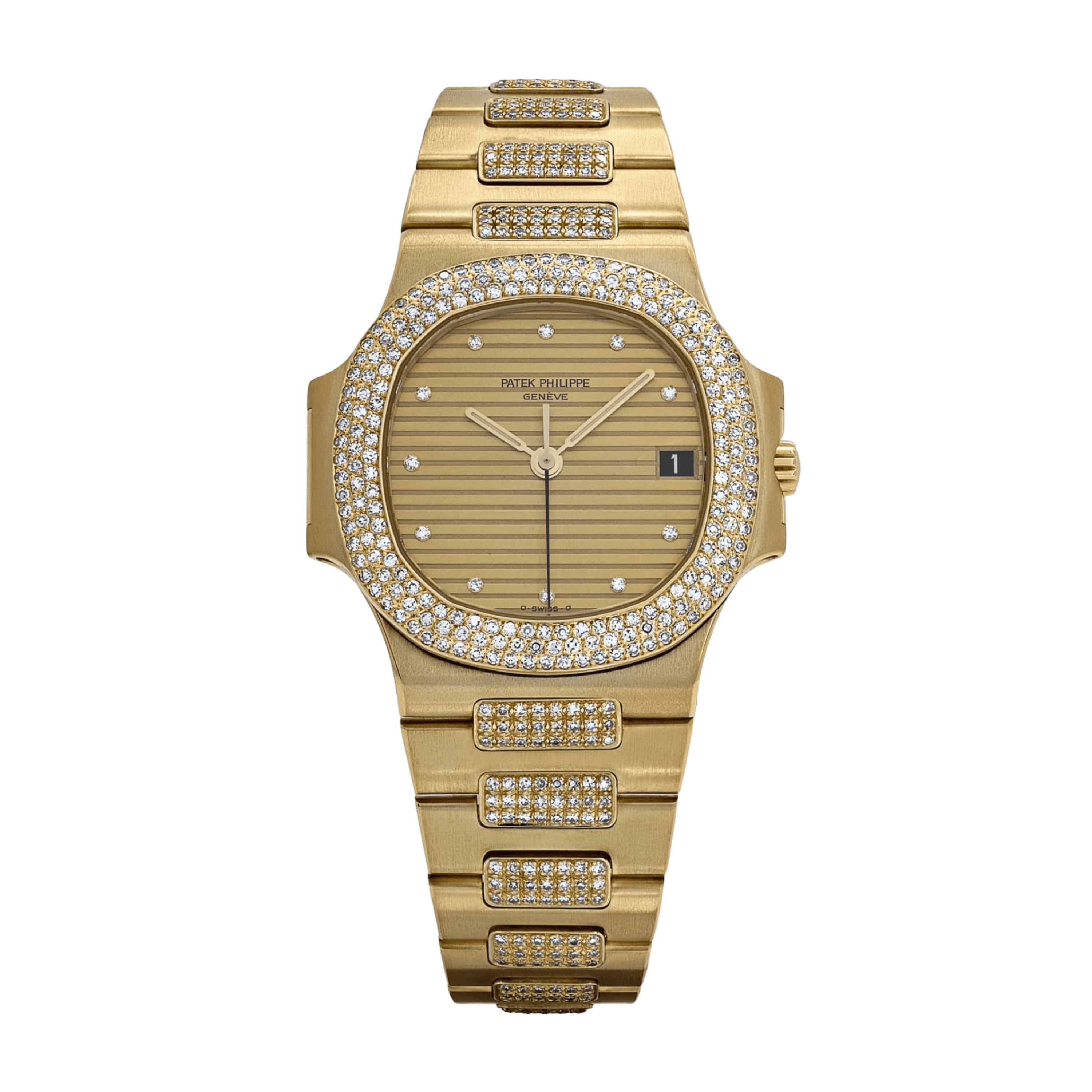 Patek Philippe Vintage Nautilus Yellow Gold Diamond Gold Dial 37mm