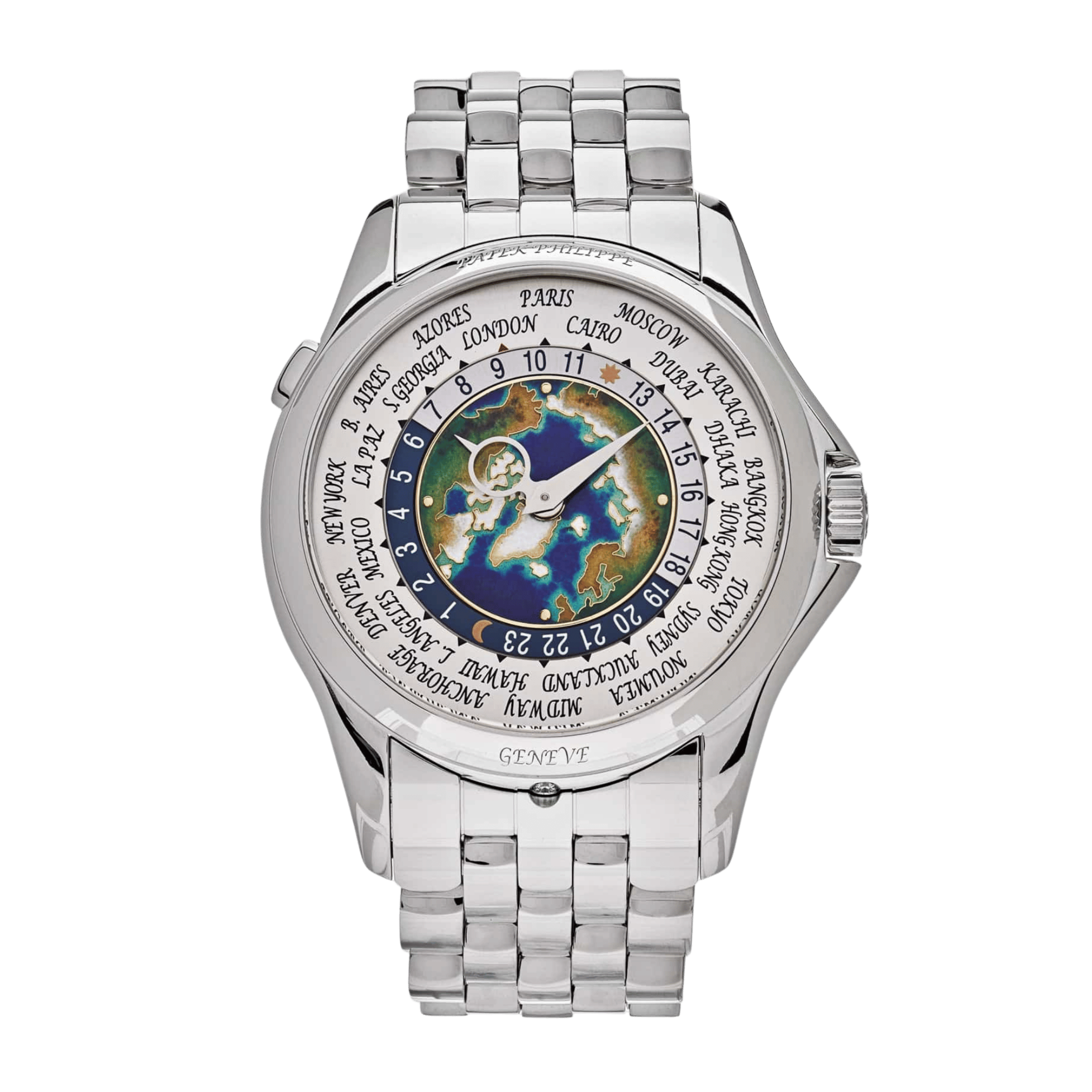 Patek Philippe World Time Platinum Cloisonné Enamel Dial 39mm 5131