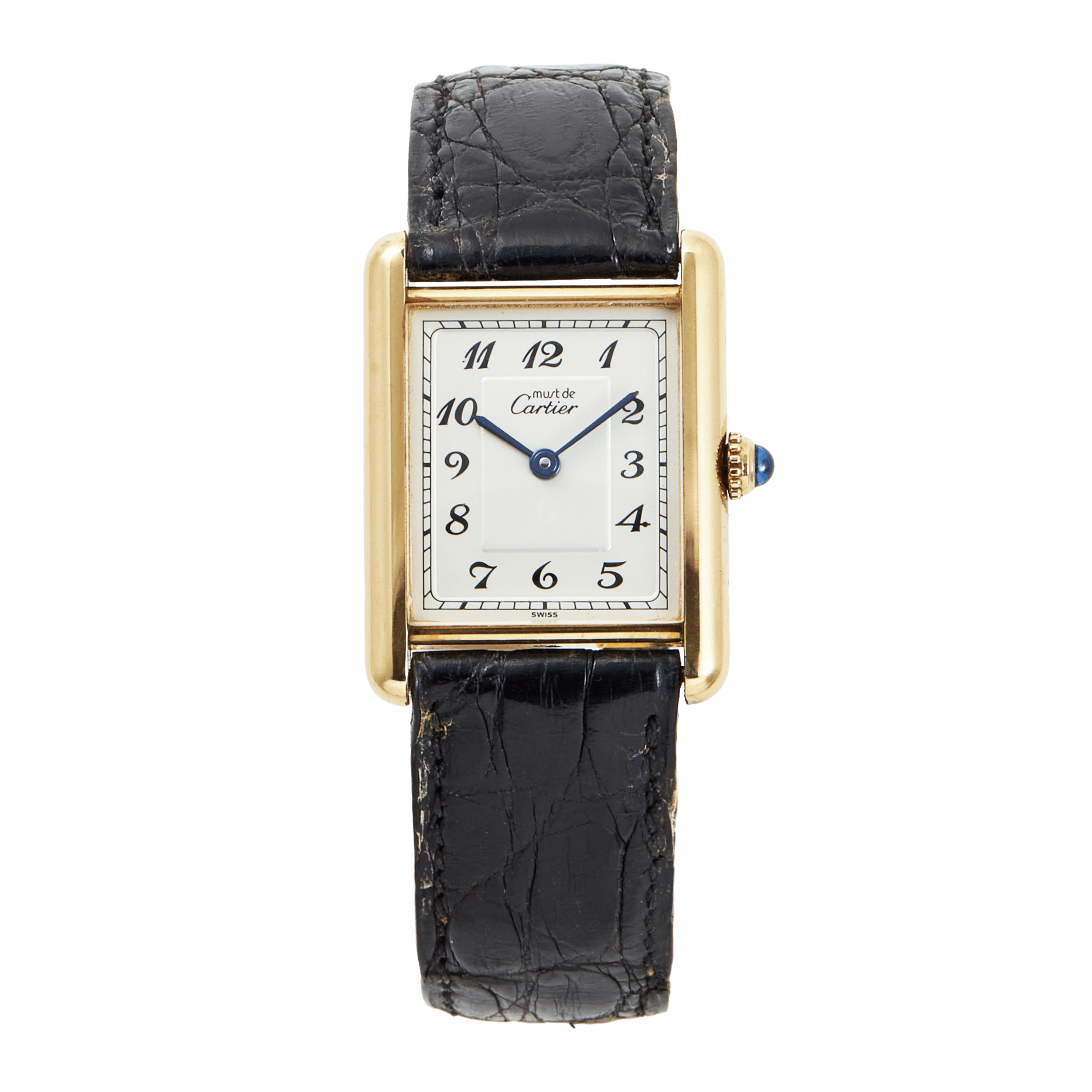 Cartier Vintage Tank Vermeil Gold Plated Silver White Dial 23mm