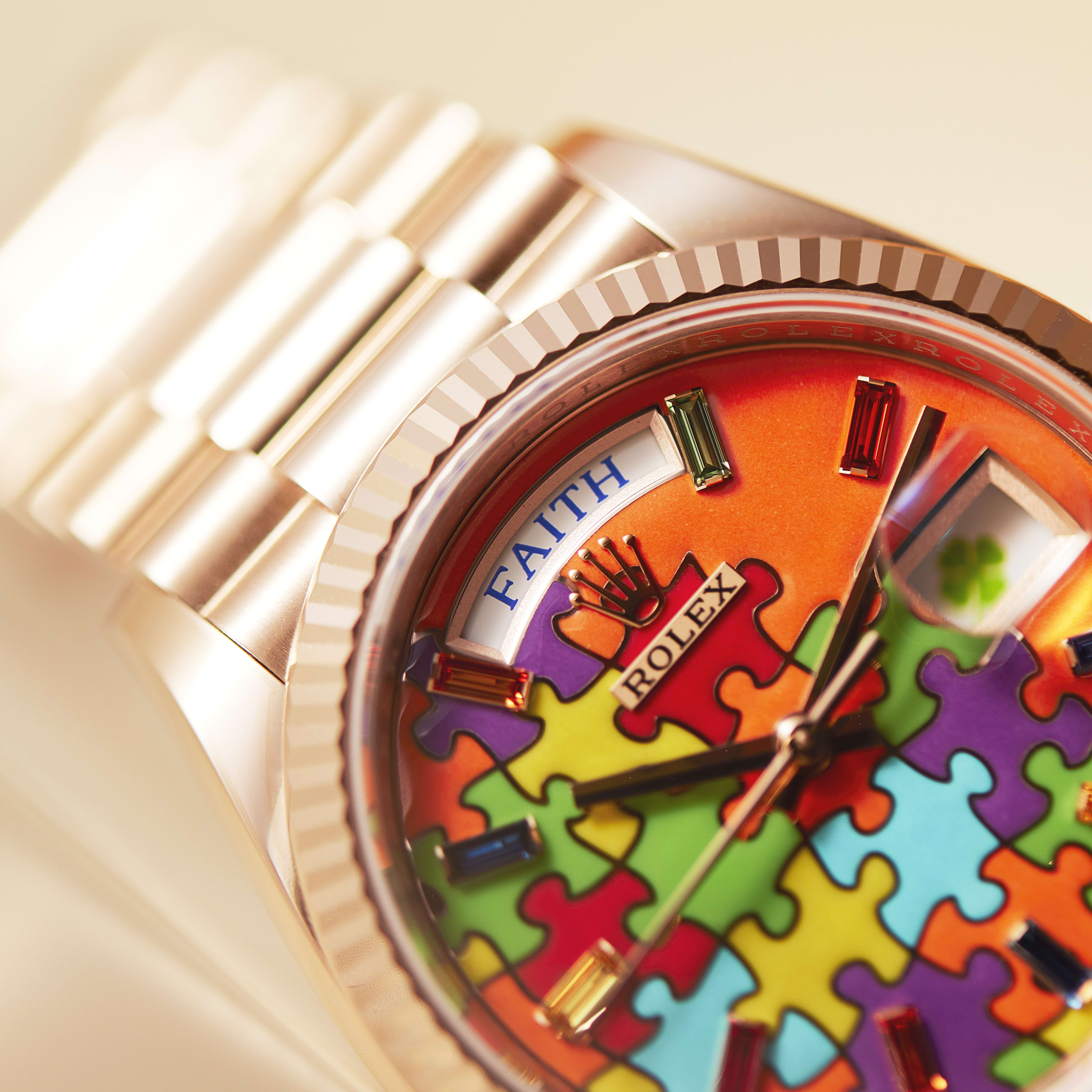 Rolex Day-Date Rose Gold Multi-Color Puzzle Dial 36mm 128235-0063