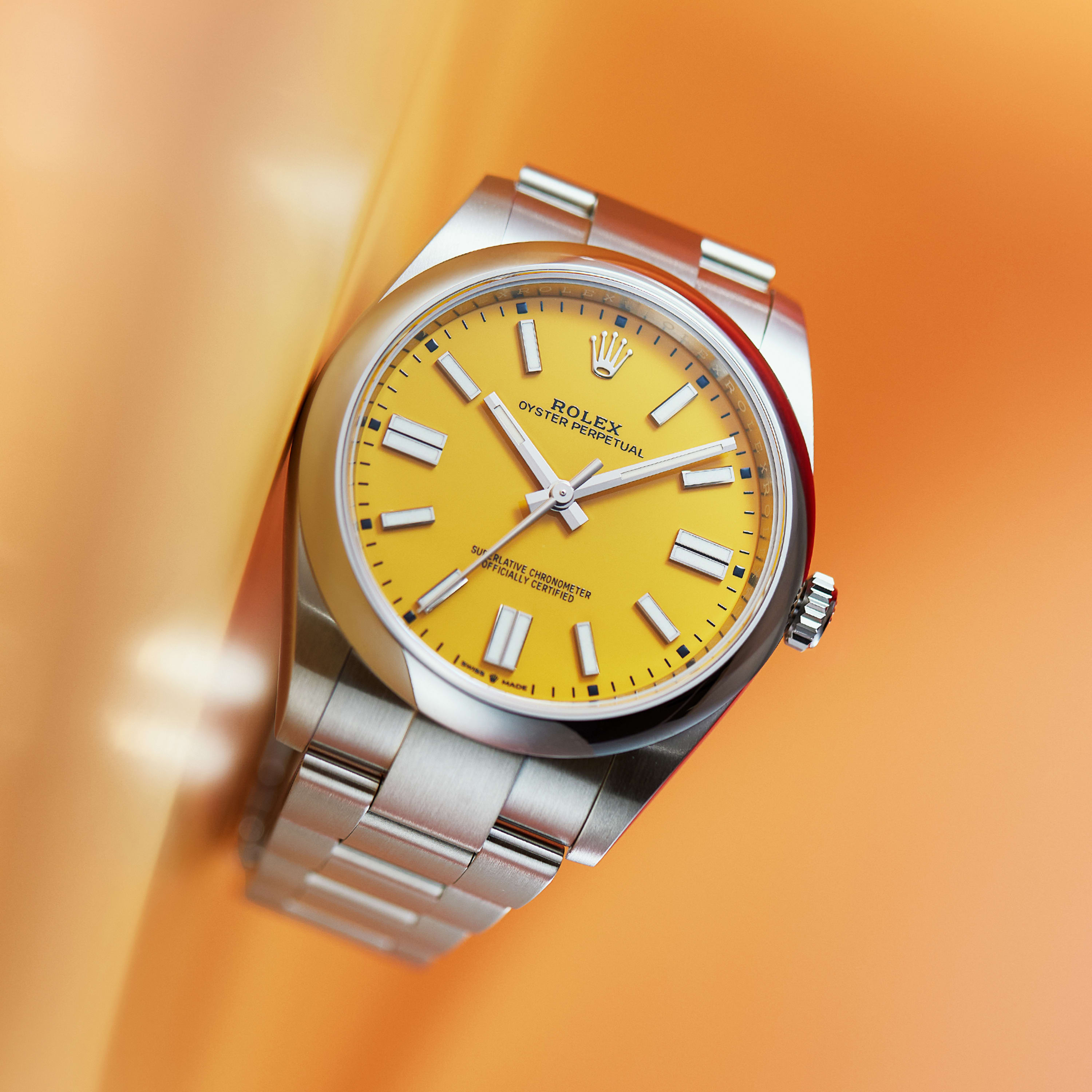 Rolex Oyster Perpetual Steel Yellow Dial 41mm 124300-0004 - Make