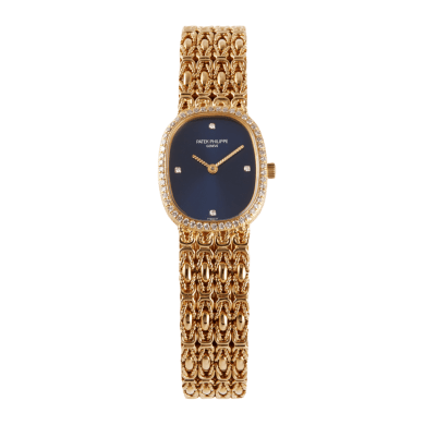 Golden Ellipse Yellow Gold Diamond Blue Dial 20mm Sell Image