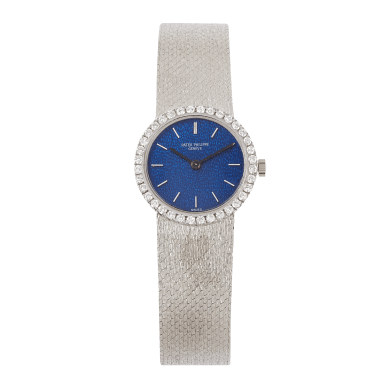 Vintage White Gold Diamond Blue Dial 23mm Sell Image