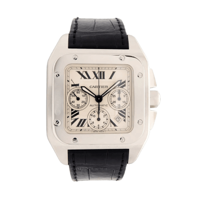 Santos 100 Chronograph Steel White Dial 42mm Sell Image