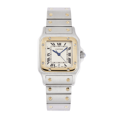 Vintage Santos Galbee Yellow Gold & Steel Silver Dial 28mm Sell Image