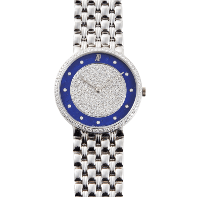 Vintage Dancer White Gold Diamond Lapis Lazuli Pave Dial 31mm Sell Image