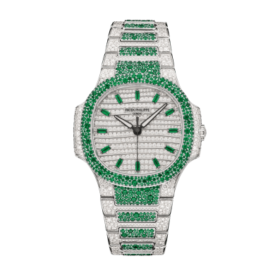 Nautilus Haute Joaillerie White Gold Emerald Diamond Pave Dial 35mm Sell Image