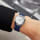 Chronograph Mid-Size Steel Silver Dial 34mm Lifestyle Images button