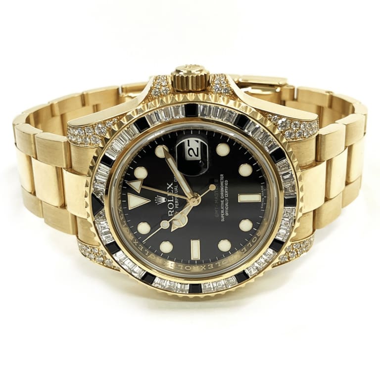 GMT-Master II Yellow Gold Diamond Sapphire Black Dial 40mm Product Image 2