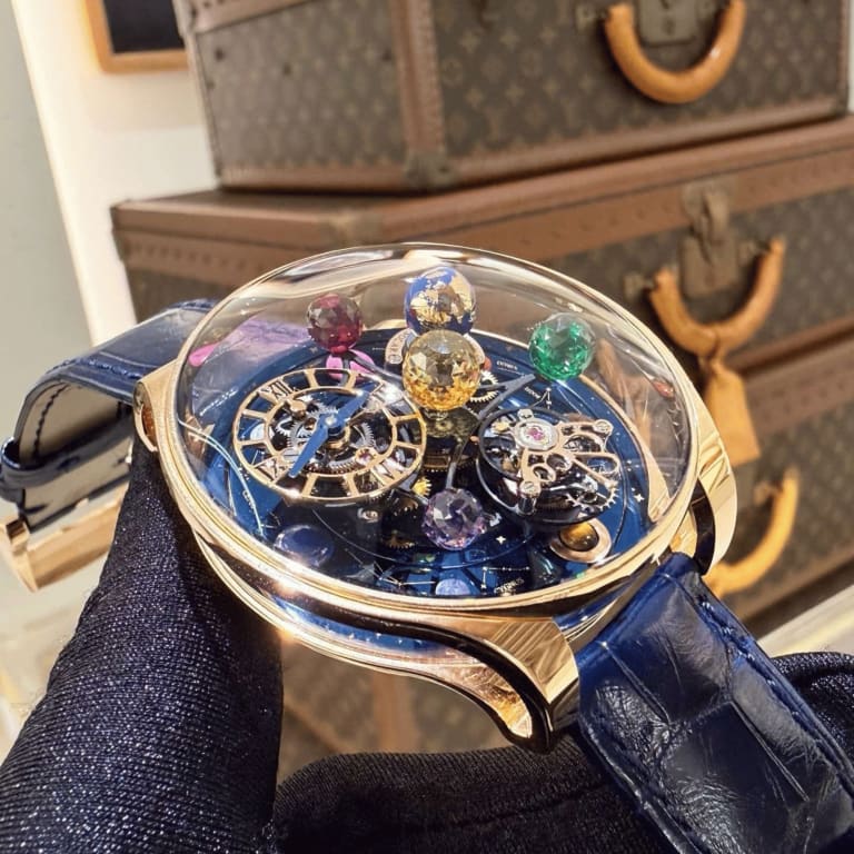 Astronomia Solar Constellations Planets And Yellow Stone Rose Gold Blue Dial 45mm Product Image 3