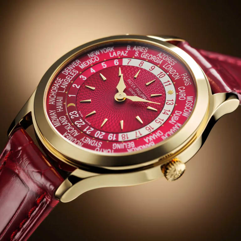 World Time Yellow Gold Red Dial 36mm Product Image 2