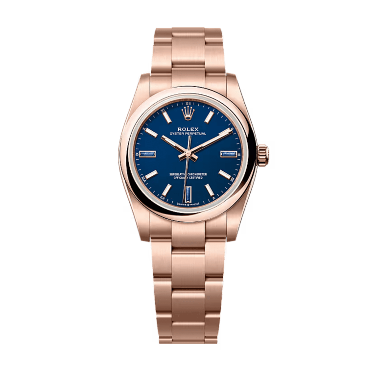 Oyster Perpetual Rose Gold Blue Dial 34mm Product Image 1