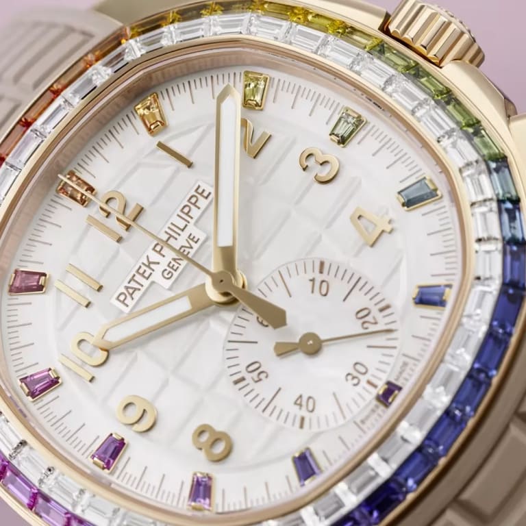 Aquanaut Luce "Rainbow" Chronograph Rose Gold Diamond White Dial 39mm Product Image 4