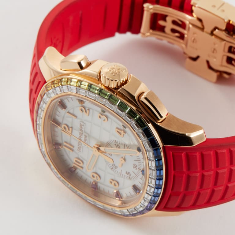 Aquanaut Luce "Rainbow" Chronograph Rose Gold Diamond White Dial 39mm Product Image 3