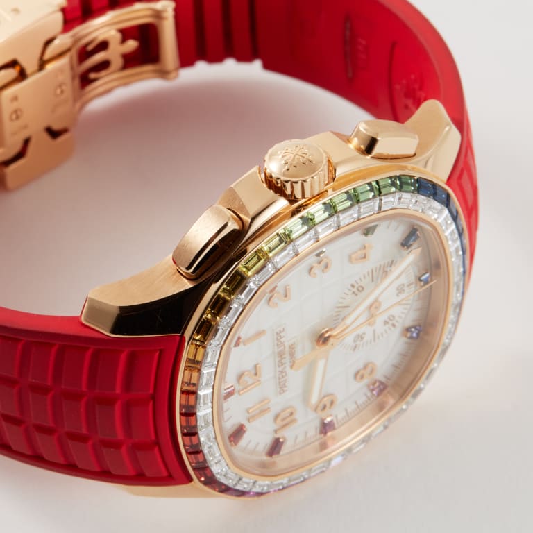 Aquanaut Luce "Rainbow" Chronograph Rose Gold Diamond White Dial 39mm Product Image 4