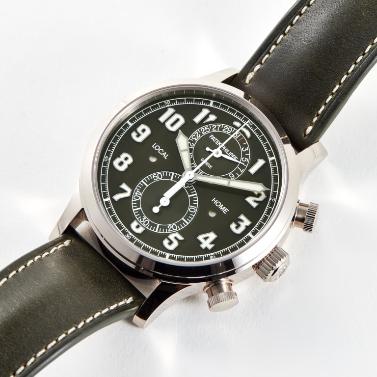 Calatrava Pilot Travel Time Chronograph White Gold Green Dial 42mm Product Image 1