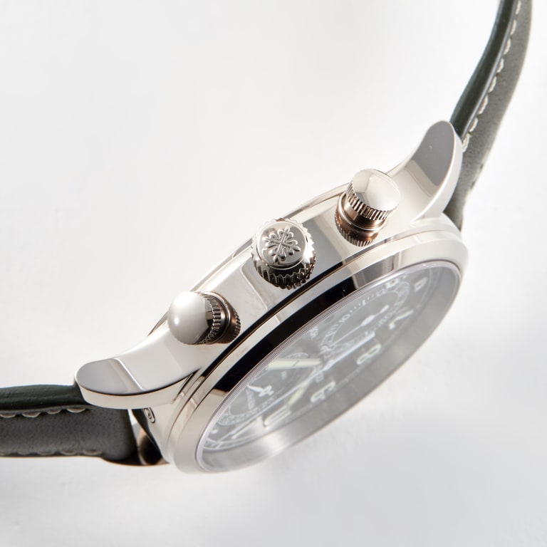Calatrava Pilot Travel Time Chronograph White Gold Green Dial 42mm Product Image 4