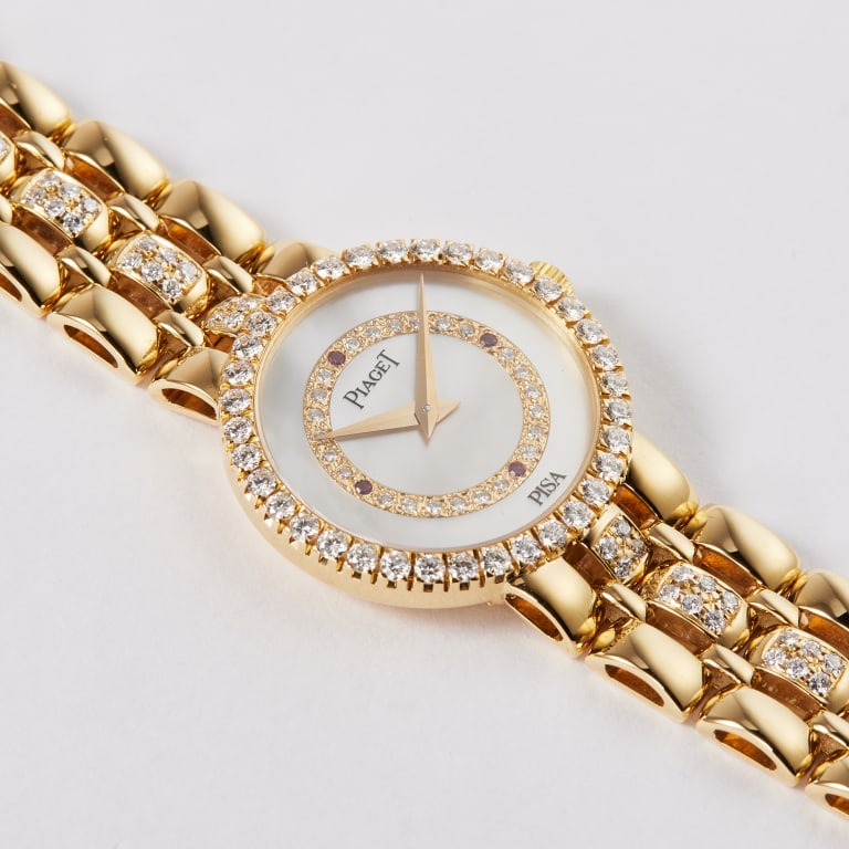 Vintage Yellow Gold Diamond Mother of Pearl Dial Product Image 6