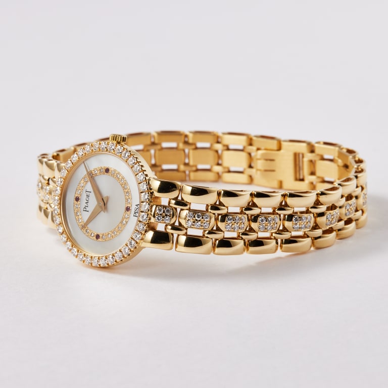 Vintage Yellow Gold Diamond Mother of Pearl Dial Product Image 5