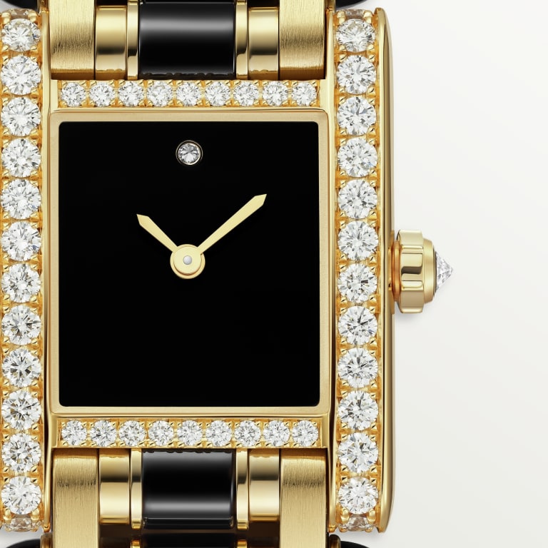 Tank Jewellery Yellow Gold Diamond Black Dial 24mm Product Image 1