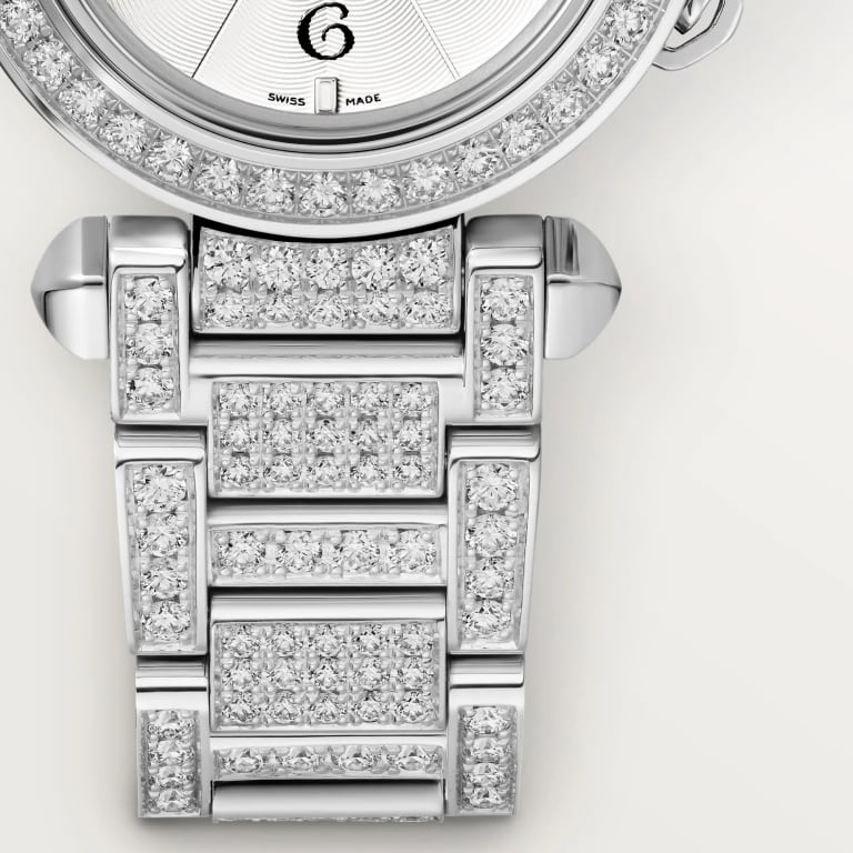 Pasha de Cartier White Gold Diamond Silver Dial 30mm Product Image 3