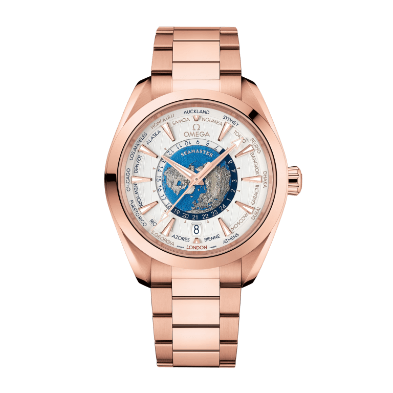 Aqua Terra Worldtimer Rose Gold Silver Dial 43mm Product Image 1