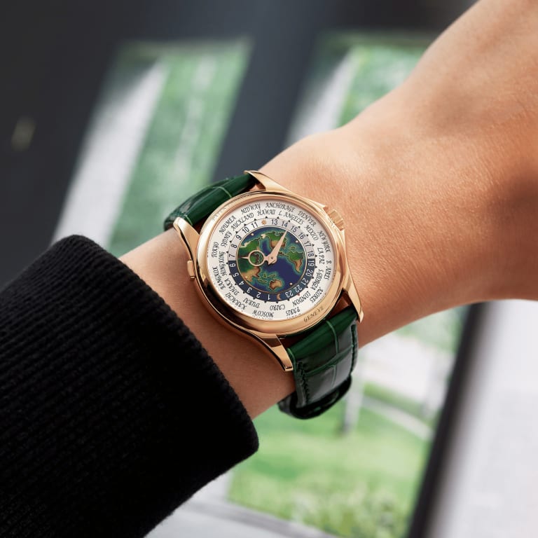 World Time Rose Gold Cloisonne Enamel USA Asia Map 39mm Product Image 11