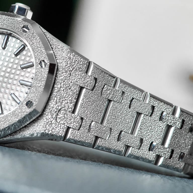 Audemars Piguet Royal Oak Mini Frosted White Gold Silver Dial 23mm