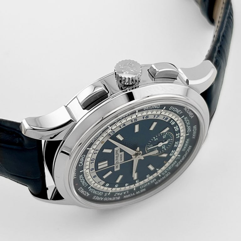 World Time Chronograph White Gold Blue Dial 39mm Product Image 2