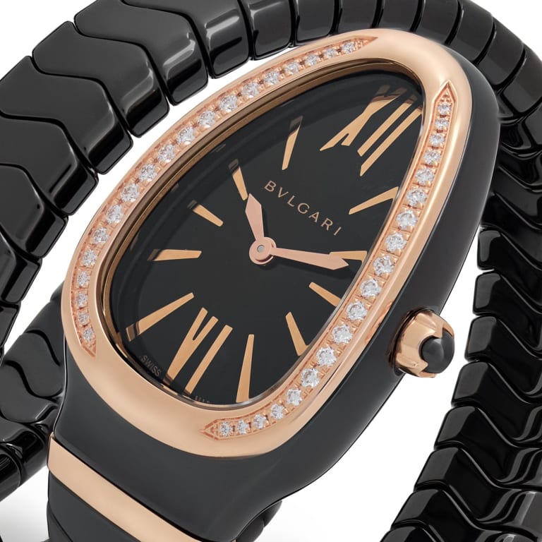 Serpenti Spiga Rose Gold & Ceramic Diamond Black Dial 35mm Product Image 2