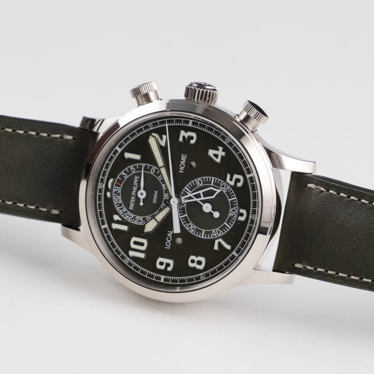Calatrava Pilot Travel Time Chronograph White Gold Green Dial 42mm Product Image 5