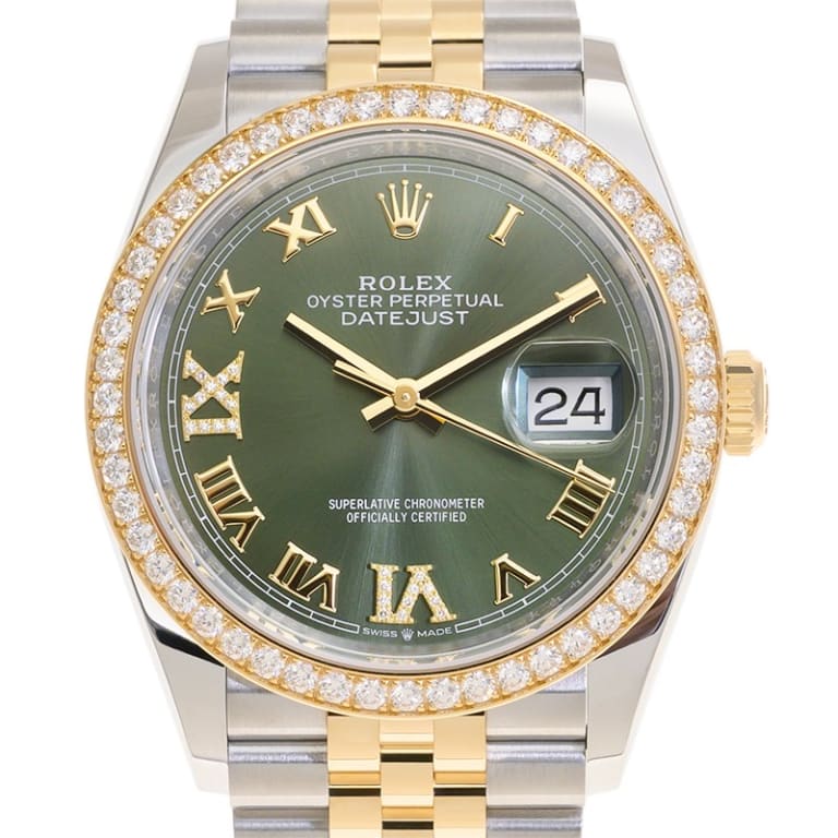 Datejust Yellow Gold & Steel Diamond Jubilee Green Dial 36mm Product Image 3