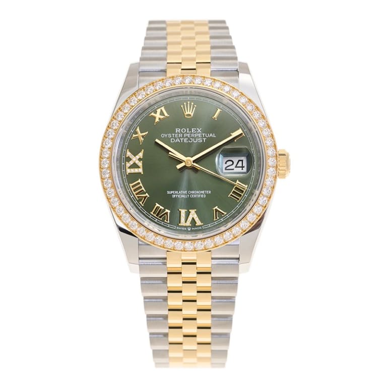Datejust Yellow Gold & Steel Diamond Jubilee Green Dial 36mm Product Image 1