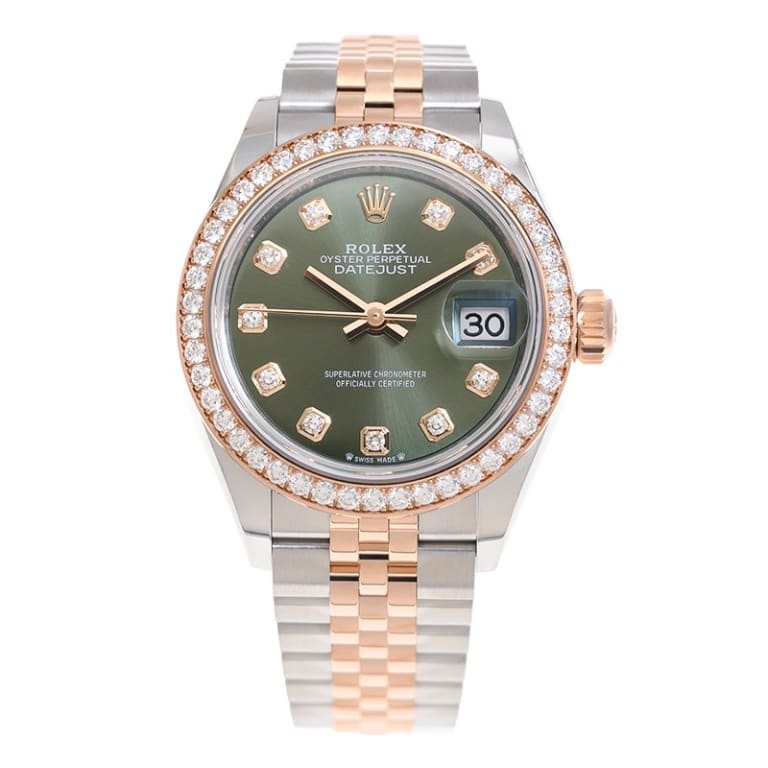 Lady-Datejust Rose Gold & Steel Diamond Green Dial 28mm  Product Image 1