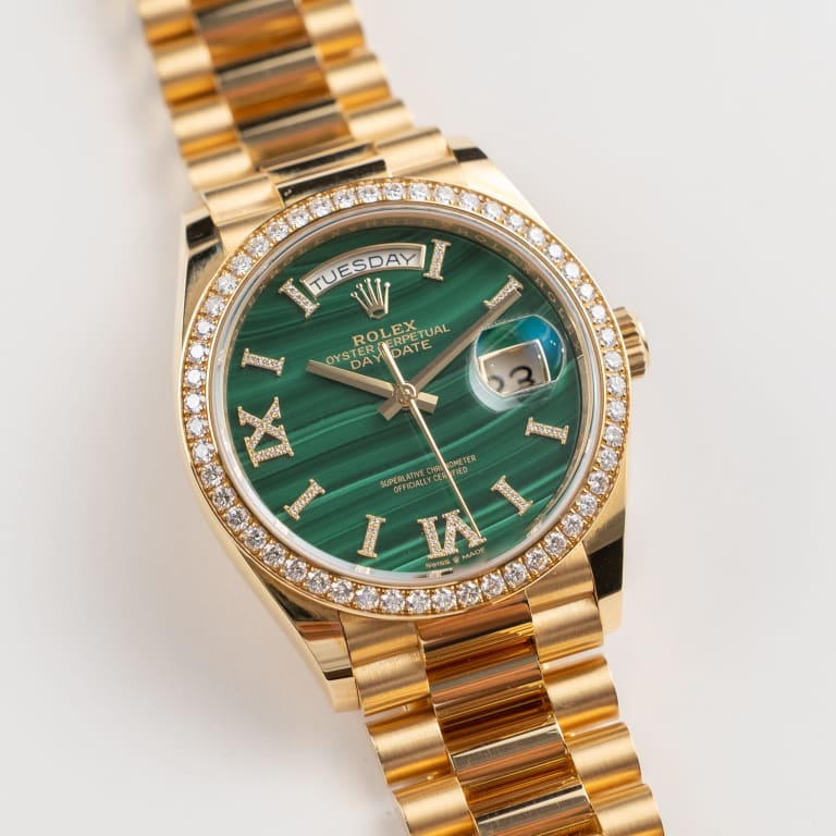 Day-Date Yellow Gold DIamond Green Malachite Dial 36mm Product Image 1
