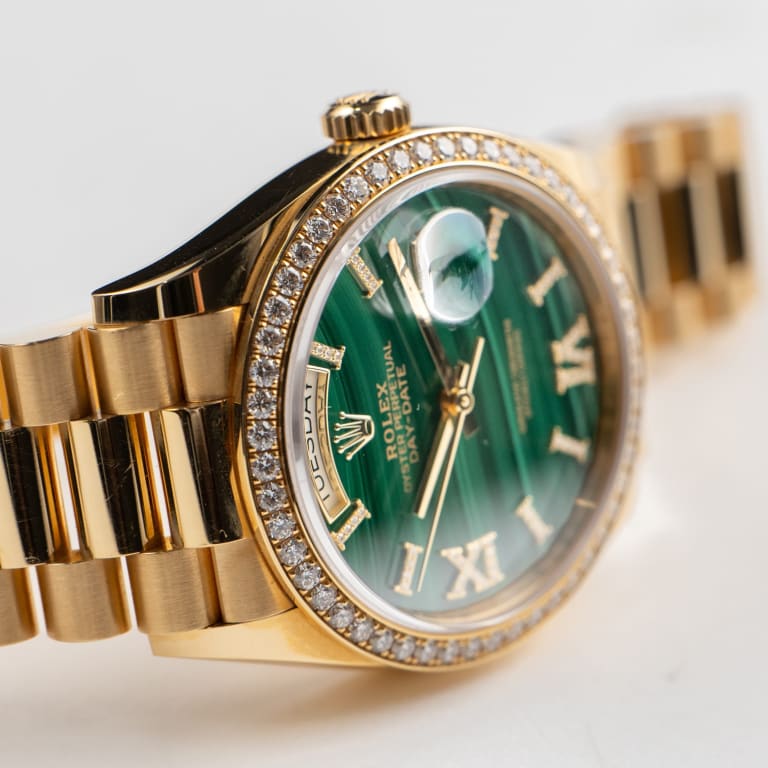 Day-Date Yellow Gold DIamond Green Malachite Dial 36mm Product Image 3