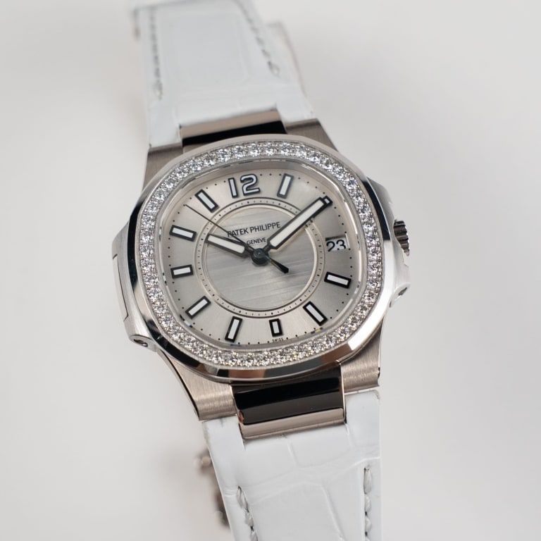 Nautilus Ladies White Gold Diamond Silver Dial 32mm Product Image 1
