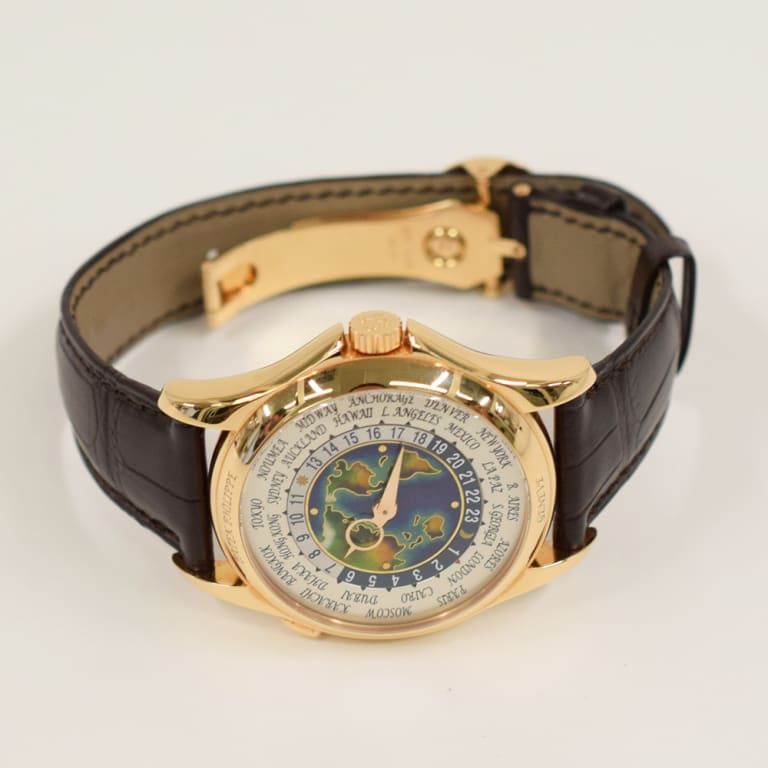 World Time Rose Gold Cloisonne Enamel USA Asia Map 39mm Product Image 2