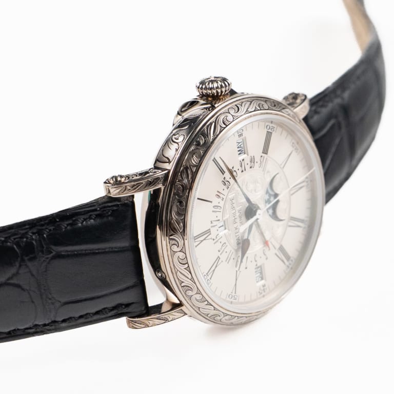Retrograde Perpetual Calendar White Gold Silvery Opaline Dial 38mm Product Image 3