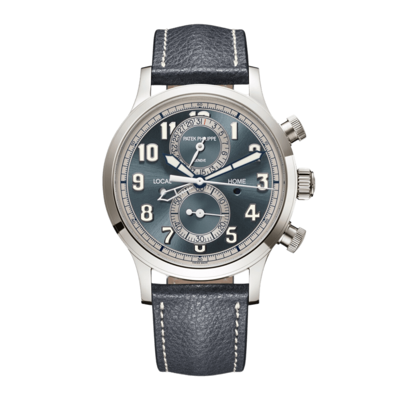 Patek Philippe Calatrava Pilot Travel Time Chronograph White Gold
