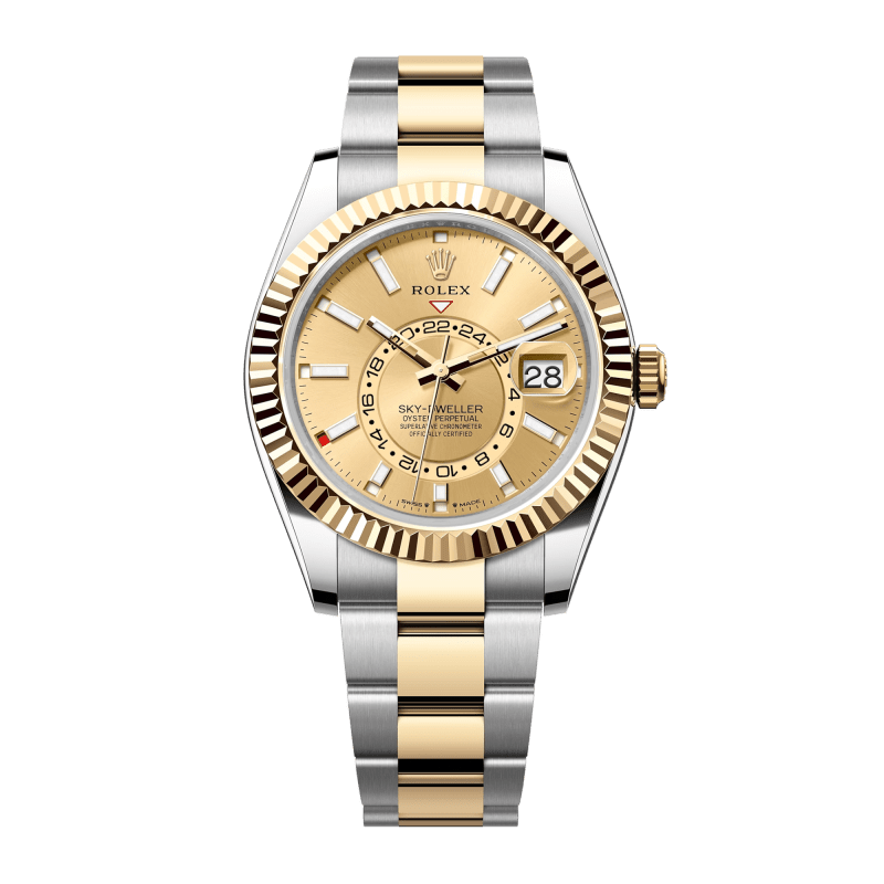 Photo of Sky-Dweller Yellow Gold & Steel Champagne Dial 42mm
